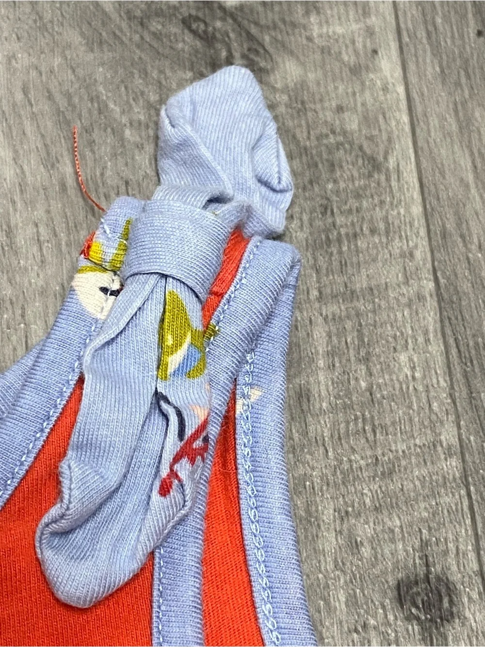 GAP Toddler Crewneck Top in Coral with Light Blue Trim